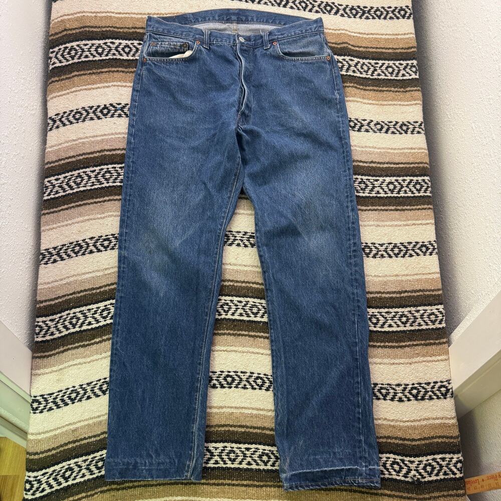 Men's Vintage 80's Levi's 501 XX Button Fly Dark Blue Denim Jeans Sz 36 x 34 USA